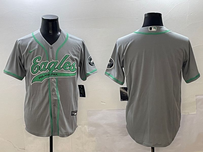 Men Philadelphia Eagles Blank Grey Jointly Name 2025 Nike Limited NFL Jersey style 1->toronto blue jays->MLB Jersey